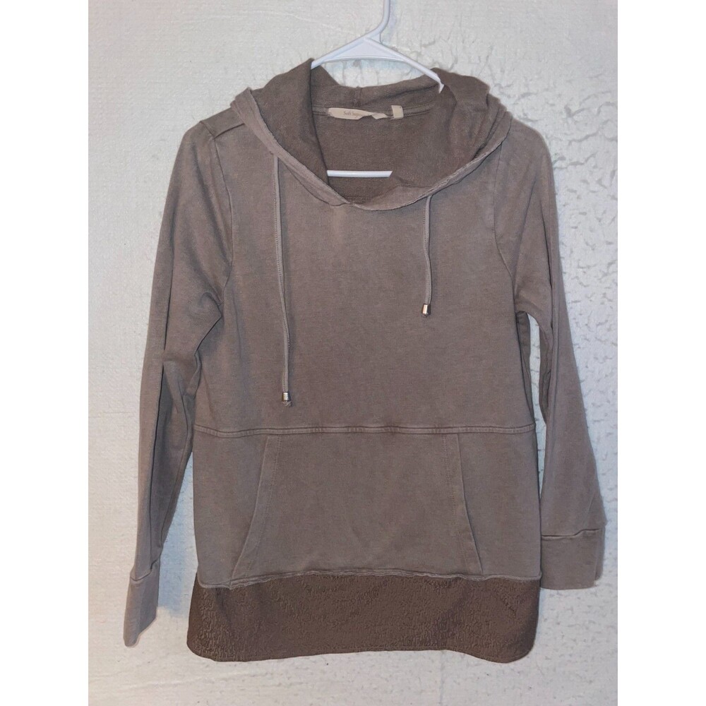 Soft Surroundings PS Oversized Knitted Hoodie Sweatshirt Brown pocket long